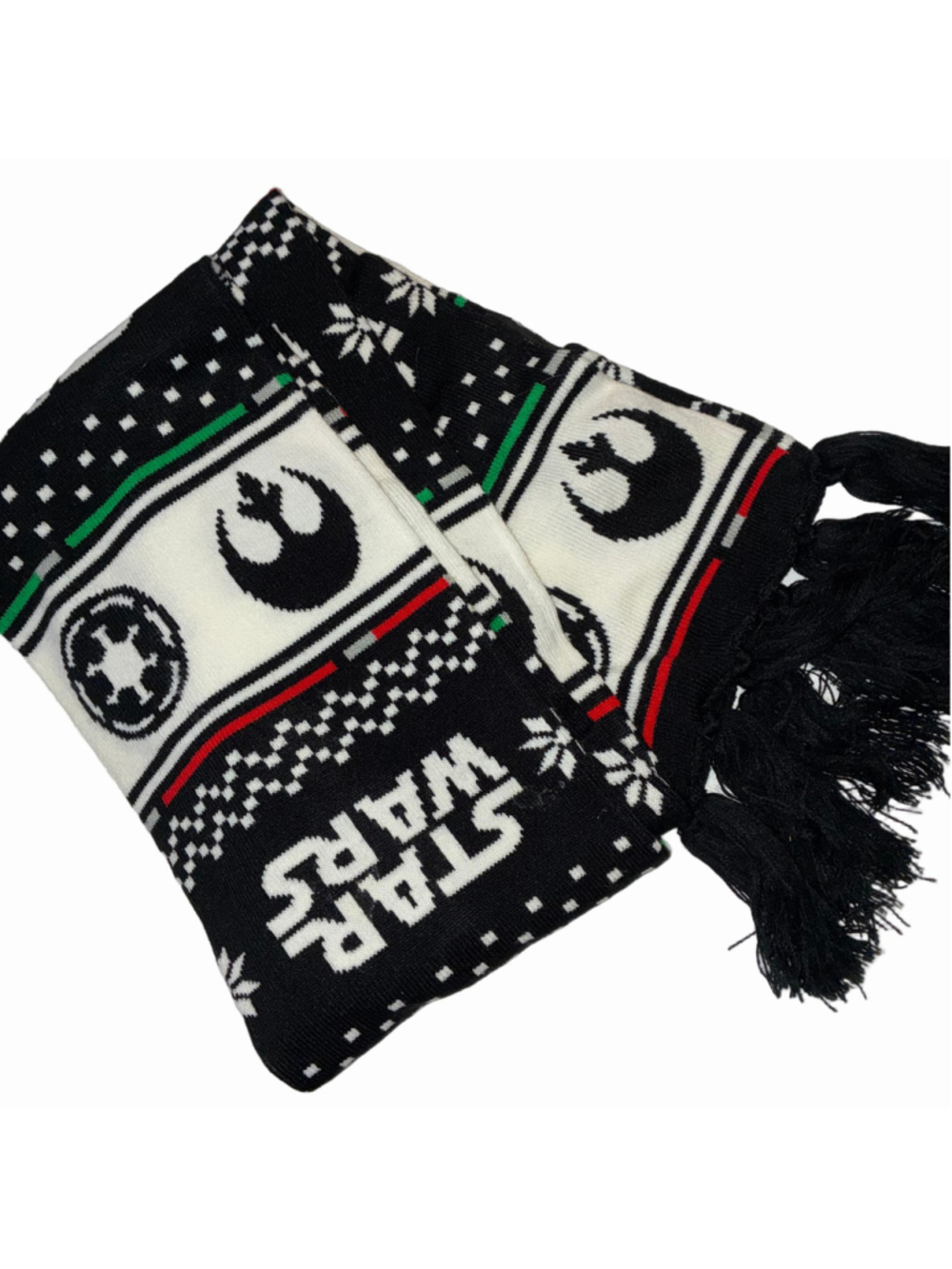 Star Wars Holiday Knit Scarf One Size Black White